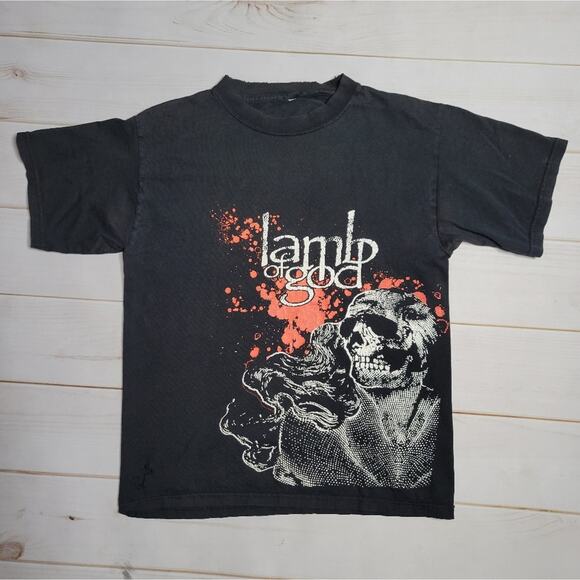 Vintage y2k Thrashed Lamb of God Black T-Shirt, 17.5x21 - Picture 1 of 9